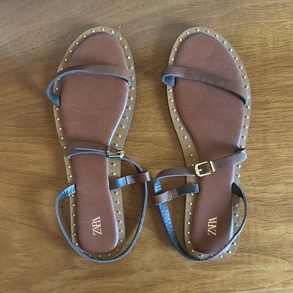Zara Brown Minimalist Sandals